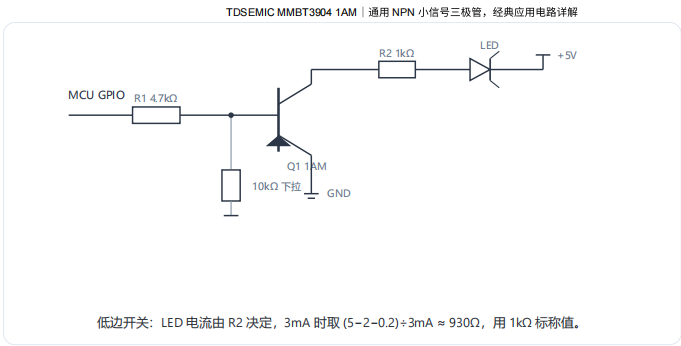 TDSEMIC MMBT3904（絲印 1AM）通用NPN小信號三極管引腳、電路與PCB佈局圖集